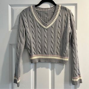K-fashion crop pastel blue knit sweater
